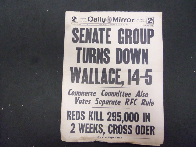 1945 JAN 27 NEW YORK DAILY MIRROR-SENATE GROUP TURNS DOWN WALLACE, 14-5- NP 2222