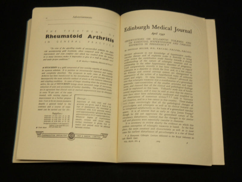 1942 APRIL & MAY EDINBURGH MEDICAL JOURNAL MAGAZINE LOT OF 2- WR 572E