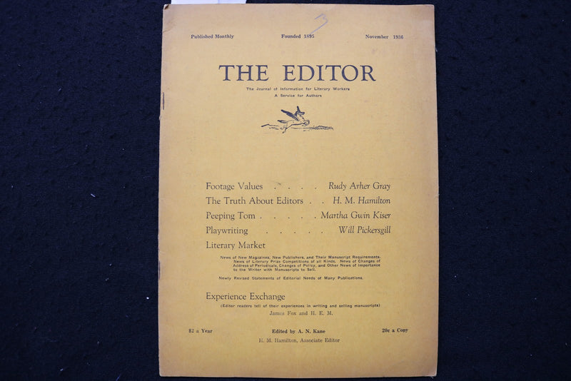 1936 NOVEMBER THE EDITOR JOURNAL - SOFTCOVER BOOK - K 2938