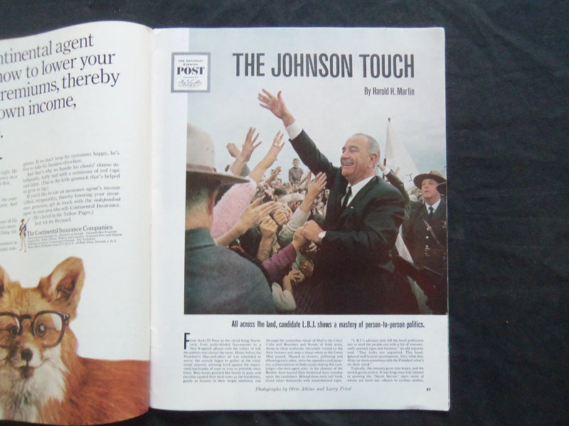 1964 OCT 31 THE SATURDAY EVENING POST MAGAZINE - LYNDON JOHNSON COVER - SP 2411