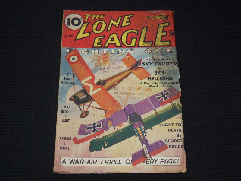1935 JUNE THE LONE EAGLE FIGHTING ACE PULP MAGAZINE - SKY HELLIONS - ST 998H