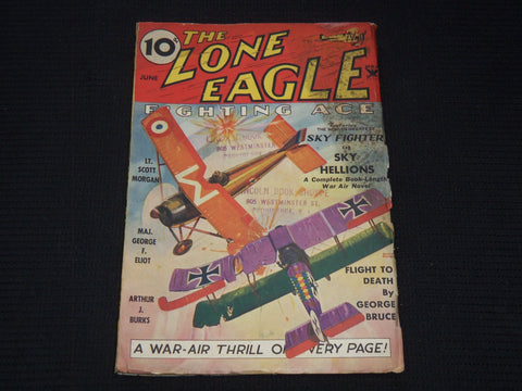 1935 JUNE THE LONE EAGLE FIGHTING ACE PULP MAGAZINE - SKY HELLIONS - ST 998H