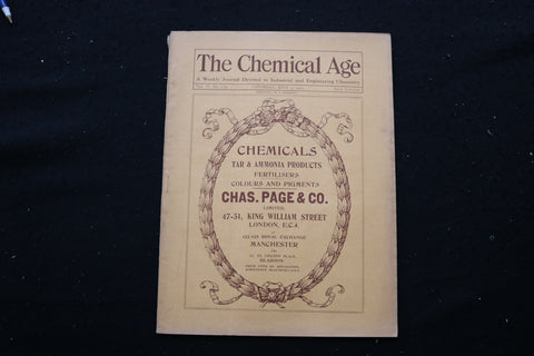 1922 JULY 1 THE CHEMICAL AGE MAGAZINE - CHAS. PAGE & CO. COVER - SP 4190Z