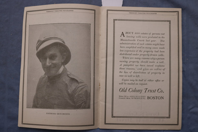 1905 DEC 25 TREMONT THEATRE PROGRAM - THE GALLOPER - RAYMOND HITCHCOCK - K 2611