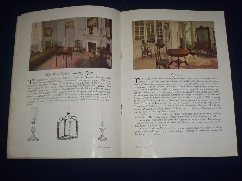 1928 MOUNT VERNON VIRGINIA ILLUSTRATED HANDBOOK - HOME OF WASHINGTON - J 1197
