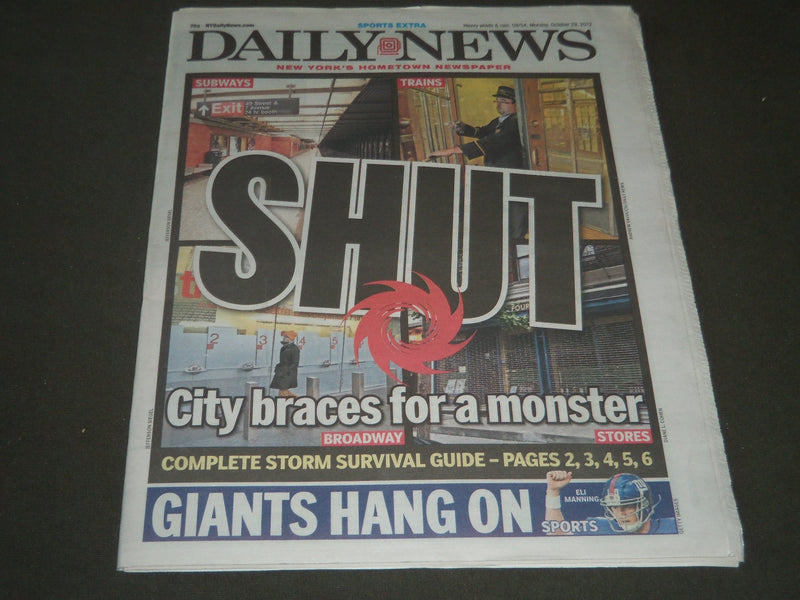 2012 OCTOBER 29 NEW YORK DAILY NEWS - CITY BRACES FOR A MONSTER - NP 2543