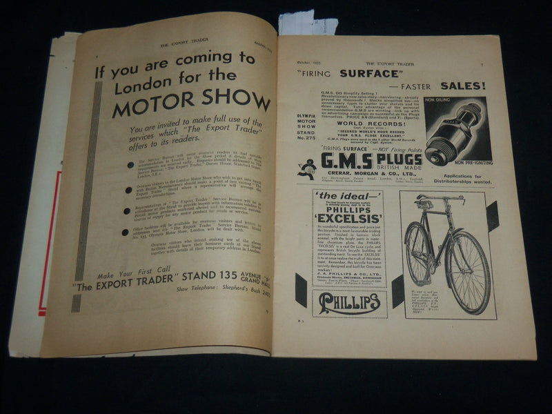 1935 OCTOBER THE EXPORT TRADER BICYCLE MAGAZINE - NICE ADS - SP 1212W