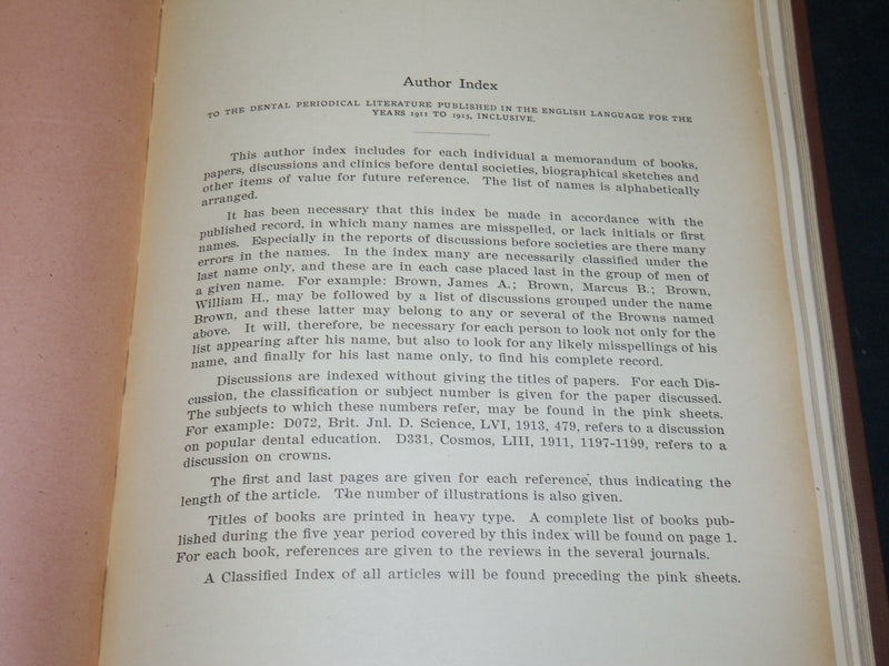 1921 INDEX OF THE PERIODICAL DENTAL LITERATURE BOOK BY ARTHUR D. BLACK - KD 5903