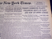 1937 FEB 2 NEW YORK TIMES TROOPS SURROUND PLANTS FOLLOWING RIOTS FLINT - NT 1291