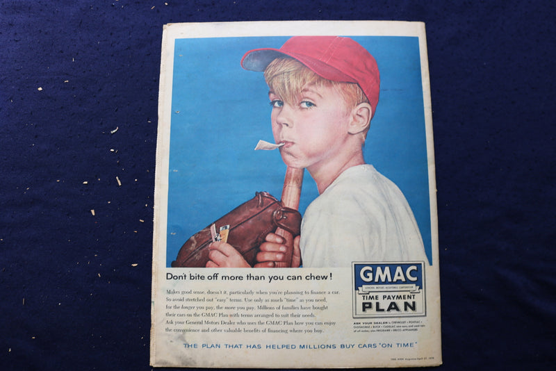1958 APR 27 THIS WEEK MAGAZINE - LINDY & VON MCDANIEL - BASEBALL COVER - E 22915