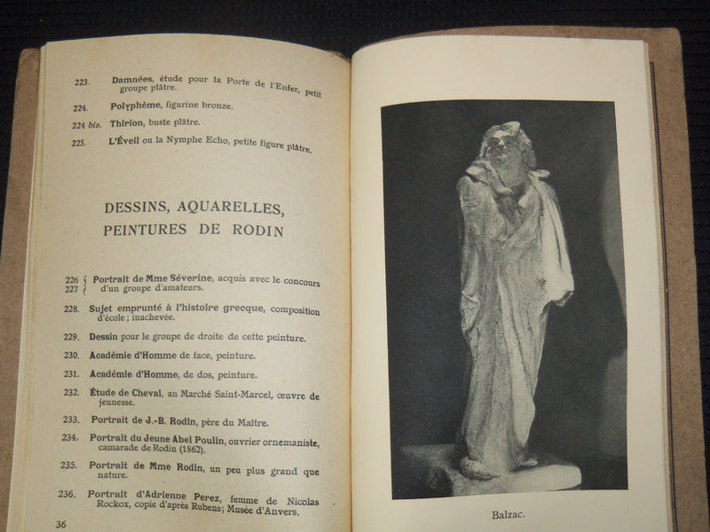 1926 MUSEE RODIN FRENCH CATALOGUE - SOMMAIRE DES OEUVRES - K 2167