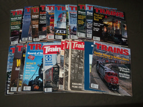 1968-1996 TRAINS MAGAZINE LOT OF 29 - RAILROADING - GREAT COVERS - O 211