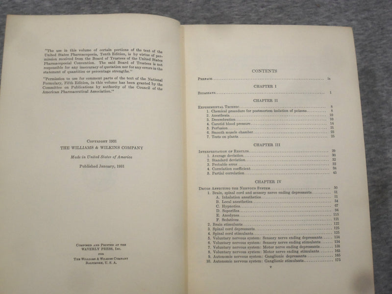 1931 BIOASSAYS - QUANTITATIVE PHARMACOLOGY BY JAMES C. MUNCH - KD 2758X