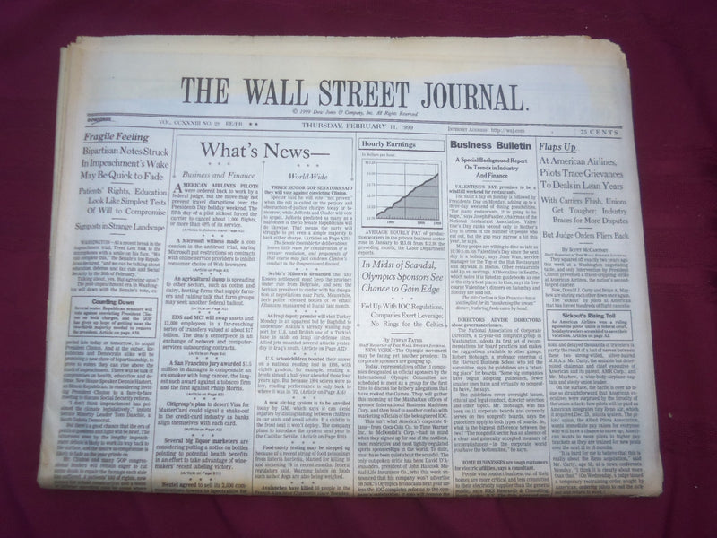 1999 FEB 11 THE WALL STREET JOURNAL - AMERICAN AIRLINES PILOTS GRIEVANCES- WJ 23
