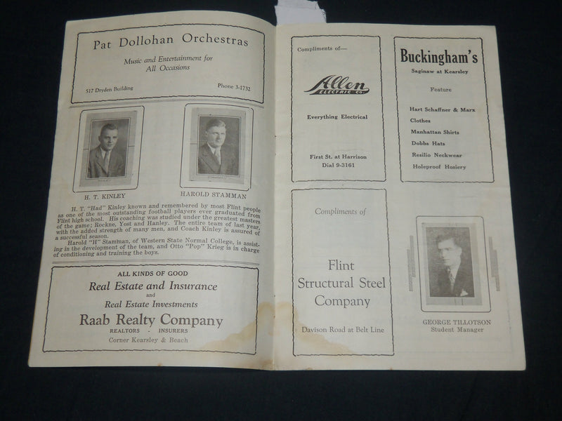 1929 G. M. TECH VS. ADRIAN COLLEGE FOOTBALL PROGRAM - NICE PHOTOS - J 5783