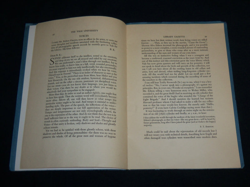 1943 JANUARY THE YALE UNIVERSITY LIBRARY GAZETTE SOFTCOVER BOOK - J 6818