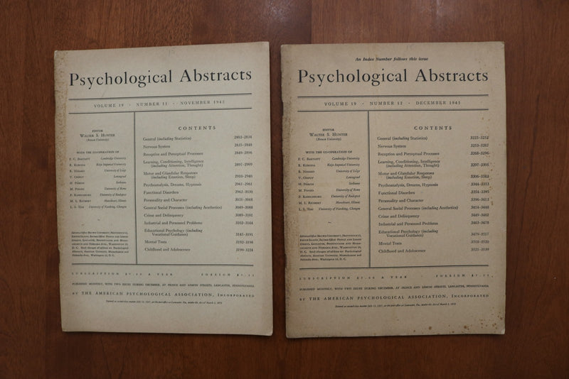 1945-1955 PSYCHOLOGICAL ABSTRACTS MAGAZINE - LOT OF 6 - O 3920