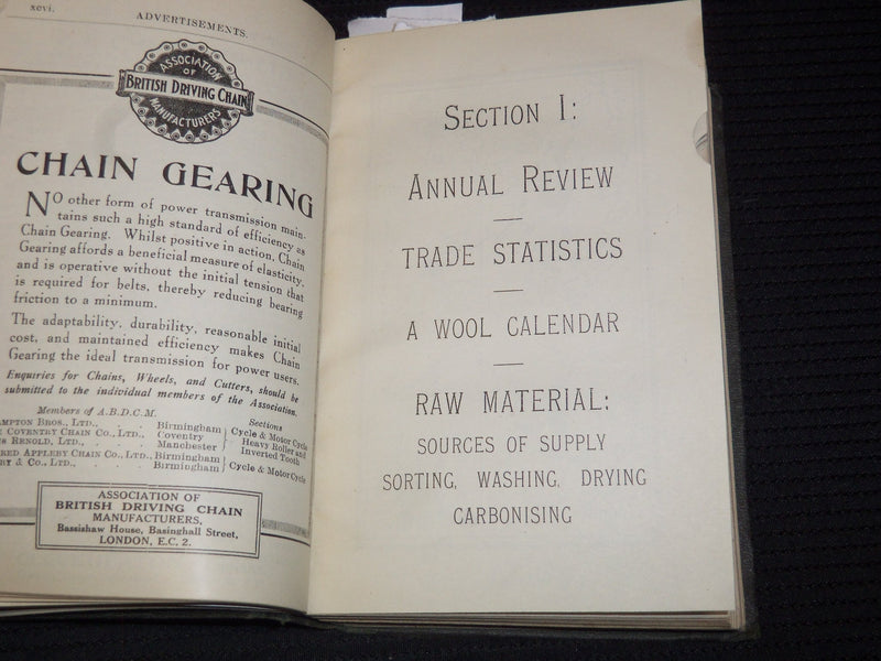 1923 THE WOOL YEAR BOOK - H. HAIGH & CO - BRADFORD, ENGLAND - KD 5662A