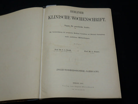 1895 JAN-DEC BERLINER KLINISCHE WOCHENSCHRIFT MAGAZINE BOUND VOLUME - KD 3644A