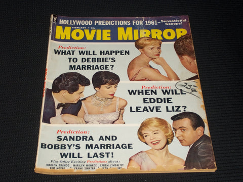 1961 FEBRUARY MOVIE MIRROR MAGAZINE - LIZ & EDDIE FRONT COVER - E 3654