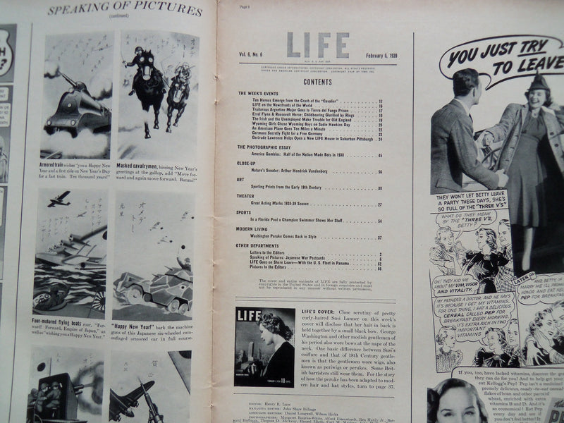 1939 FEBRUARY 6 LIFE MAGAZINE - WASHINGTON PERUKE HAIRSTYLE - L 116