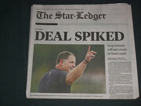 2019 NOV 25 THE STAR-LEDGER NEWSPAPER - GREG SCHIANO WILL NOT RETURN TO RUTGERS