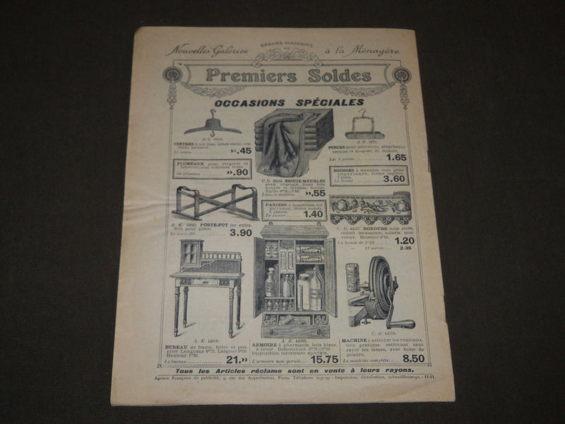 1911 NOVEMBER 23 NOUVELLES GALERIES À LA MÉNAGÈRE FRENCH CATALOGUE - FR 1129