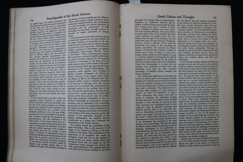 1930 GREEK CULTURE AND THOUGHT SOFTCOVER BOOK BY WILLIAM WESTERMANN - K 2937