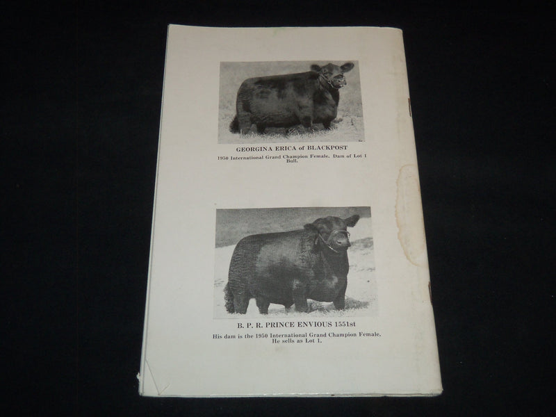 1952 BLACKPOST RANCH ANNUAL PRODUCTION SALE CATALOG - OLATHE KANSAS - J 9101