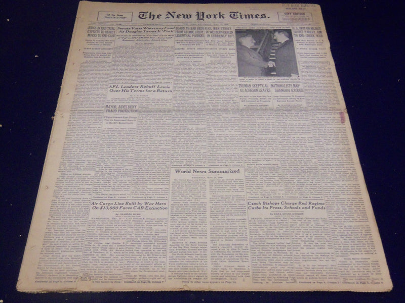 1949 MAY 21 NEW YORK TIMES - NATIONALISTS EVACUATE SHANGHAI - NT 3652