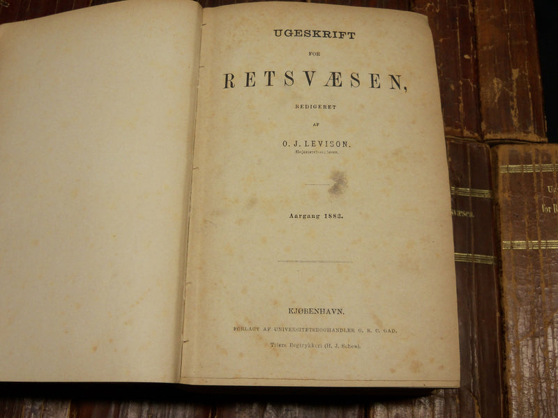 1876-1890 UGESKRIFT FOR RETSVAESEN DANISH BOUND VOLUMES LOT OF 16 - R 26