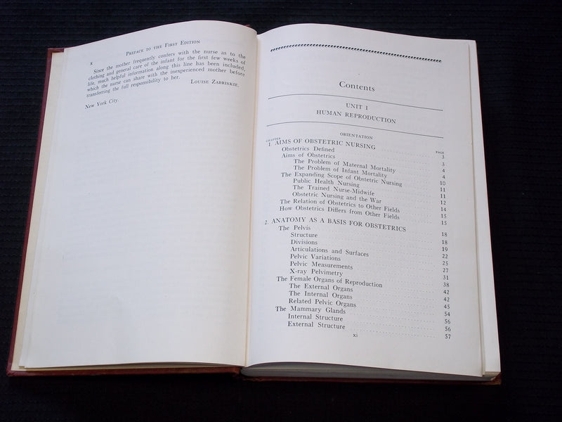 1944 NURSES HANDBOOK OF OBSTETRICS HARDCOVER BOOK BY LOUISE ZABRISKIE - KD 7608