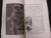 1872 OUR YOUNG FOLKS ILLUSTRATED MAGAZINE LOT OF 12 - GREAT STORIES - WR 105O