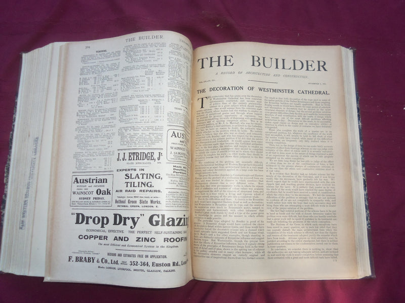 1915 JULY-DECEMBER THE BUILDER U. K. MAGAZINE BOUND VOLUME - FOLD OUTS- C 56