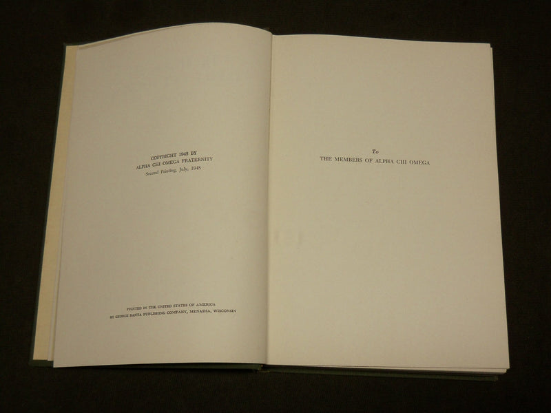 1948 THE HISTORY OF ALPHA CHI OMEGA 1885-1948 BOOK - 6TH EDITION - KD 6241
