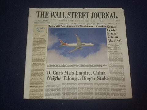 2020 DECEMBER 30 THE WALL STREET JOURNAL -SENATE LEADER BLOCKS VOTE ON AID BOOST