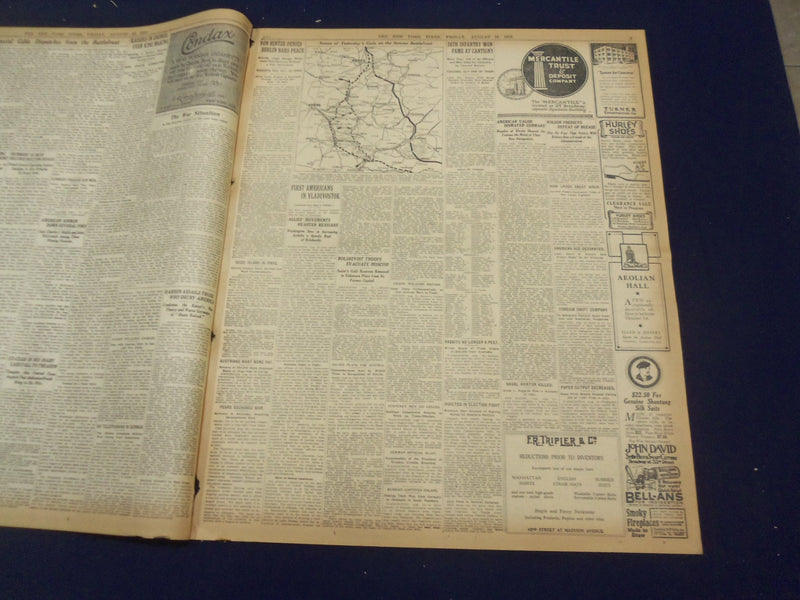 1918 AUGUST 16 NEW YORK TIMES - BRITISH TAKE TWO TOWNS ABOVE ROYE - NT 9209