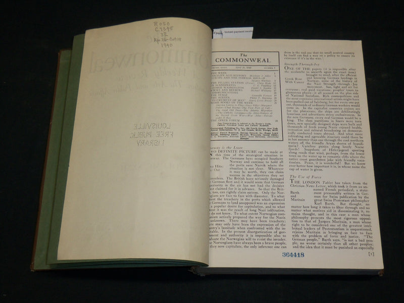 1940 APRIL-OCTOBER THE COMMONWEALTH MAGAZINE BOUND VOLUME NO. 32 - R 383