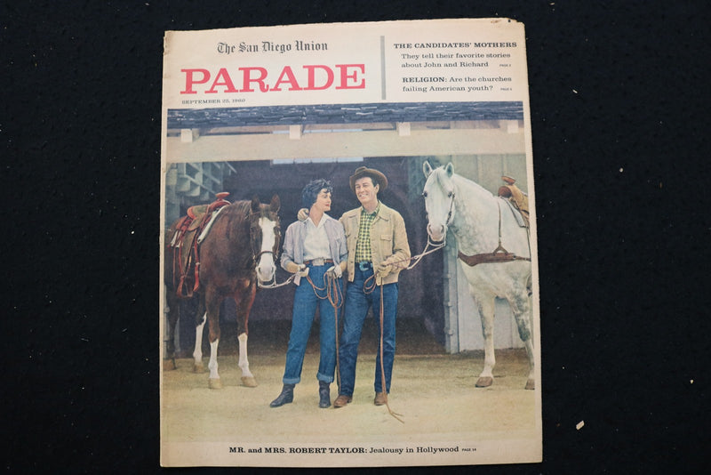 1960 SEPTEMBER 25 PARADE MAGAZINE - MR. & MRS. ROBERT TAYLOR COVER - E 25638