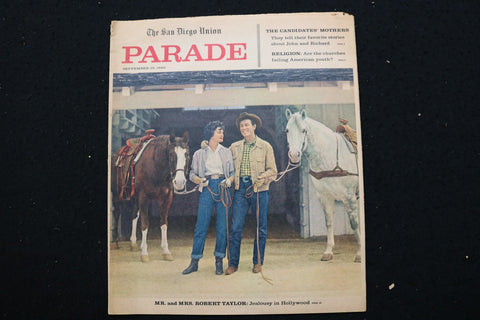 1960 SEPTEMBER 25 PARADE MAGAZINE - MR. & MRS. ROBERT TAYLOR COVER - E 25638