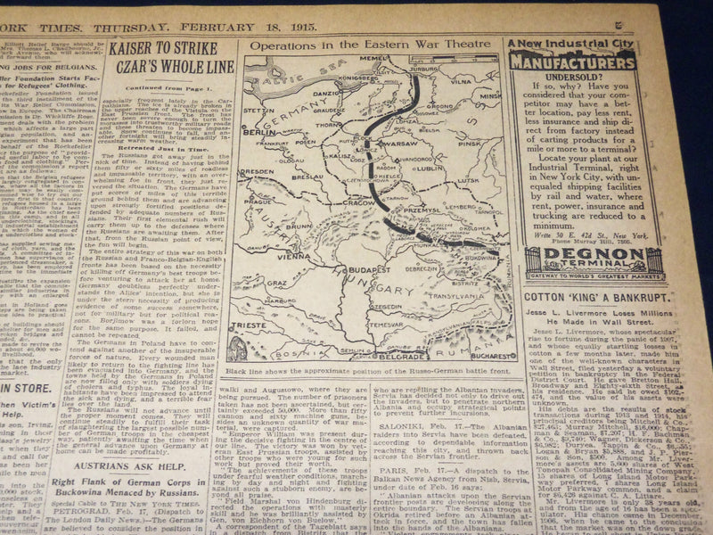 1915 FEBRUARY 18 NEW YORK TIMES - GERMAN SEA DECREE NOW IN EFFECT - NT 7778