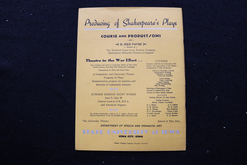 1943 MARCH THE PLAYERS MAGAZINE - SP 4187R