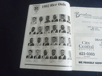 1992 NOV 21 FOOTBALL PROGRAM - RICE UNIVERSITY VS NAVY - SP 1215Z