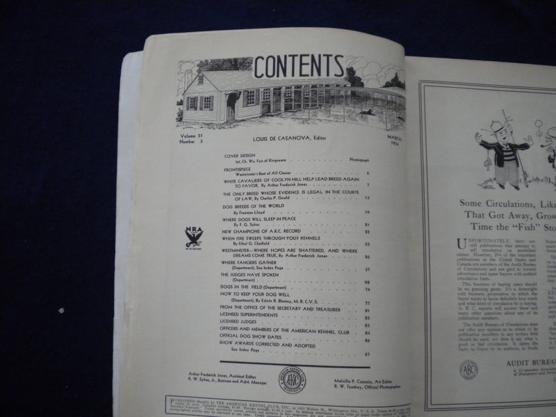 1934 MARCH 1 THE AMERICAN KENNEL GAZETTE MAGAZINE- WU FOO OF KINGSWERE- SP 3625M