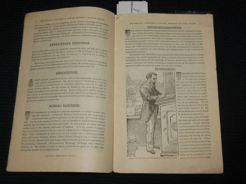 1885 BRYANT STRATTON & SADLER BUSINESS COLLEGE CATALOGUE - J 6866
