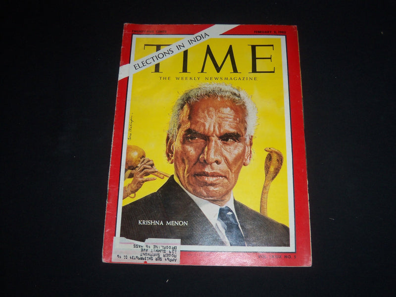 1962 FEBRUARY 2 TIME MAGAZINE - KRISHNA MENON - T 1833
