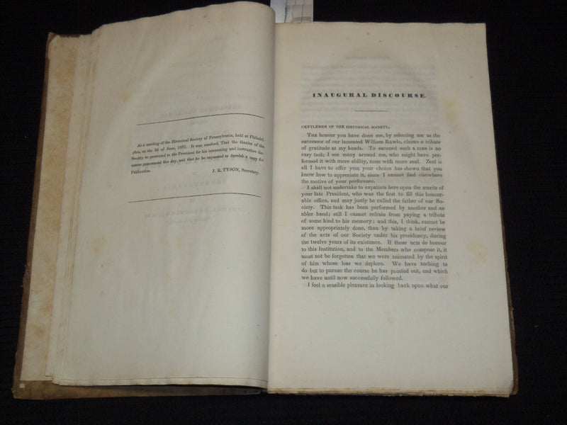 1840 MEMOIRS OF THE HISTORICAL SOCIETY OF PENNSYLVANIA VOLUME 4 PART 1 - KD 7799