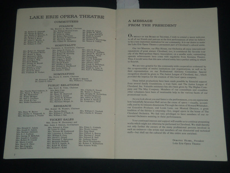 1964 LAKE ERIE OPERA THEATRE PROGRAM - THE RAKE'S PROGRESS - OHIO - J 4278