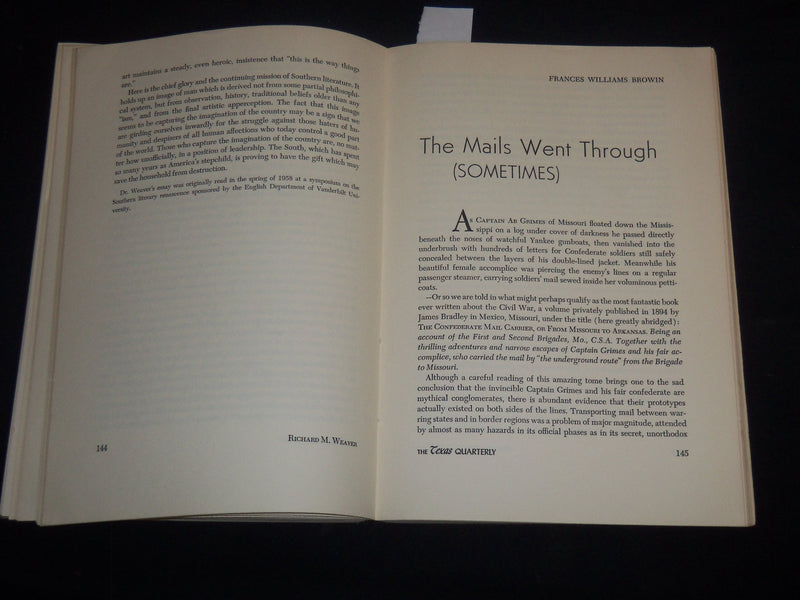 1959 SUMMER THE TEXAS QUARTERLY MAGAZINE - SOUTHERN LITERATURE - KD 2057N