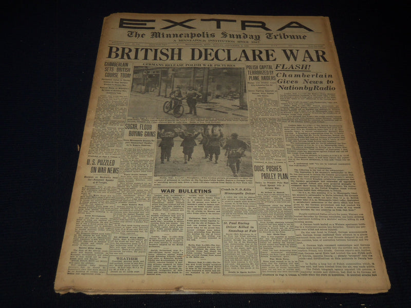 1939 SEPT 3 MINNEAPOLIS SUNDAY TRIBUNE EXTRA - BRITISH DECLARE WAR - NT 9519